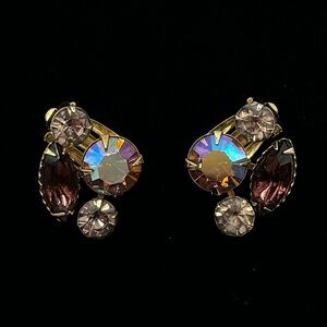BEAU JEWEL Vintage Crystal Clip-On Earrings